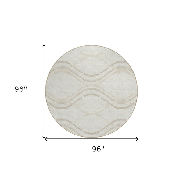 Homeroots 3' Black Gray Ivory Abstract Indoor Outdoor Area Rug - Stylish, Washable, And Durable For Any Space 8' Round Polyester 585264