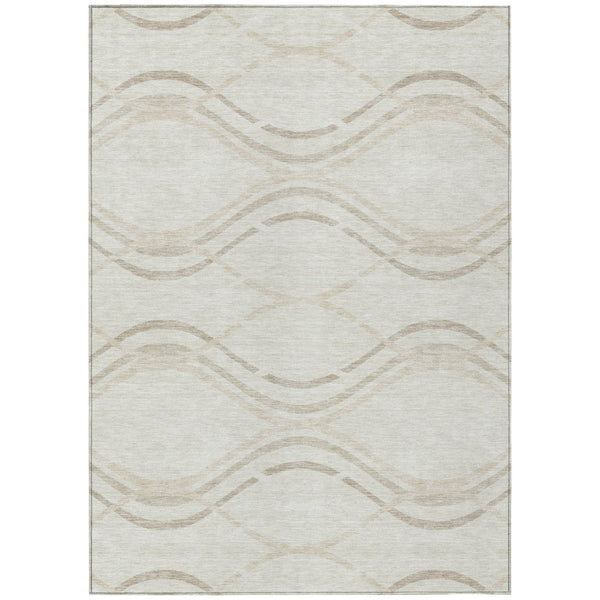 HomeRoots 5' Elegant Abstract Ivory Beige Taupe Indoor Outdoor Area Rug - Stylish, Washable, Durable Design 8' X 10' 585265