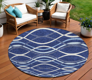Homeroots 3' Black Gray Ivory Abstract Indoor Outdoor Area Rug - Stylish, Washable, And Durable For Any Space 8' Round Polyester 585270