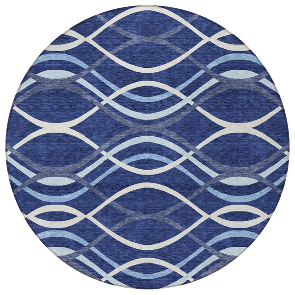 Homeroots 3' Black Gray Ivory Abstract Indoor Outdoor Area Rug - Stylish, Washable, And Durable For Any Space 8' Round Polyester 585270