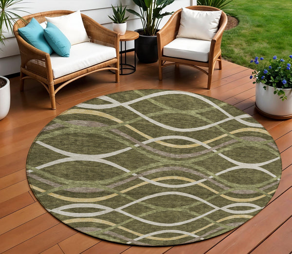 Homeroots 3' Black Gray Ivory Abstract Indoor Outdoor Area Rug - Stylish, Washable, And Durable For Any Space 8' Round Polyester 585276