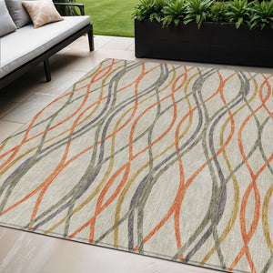 Homeroots 3' Black Gray Ivory Abstract Indoor Outdoor Area Rug - Stylish, Washable, And Durable For Any Space 5' X 8' Polyester 585281
