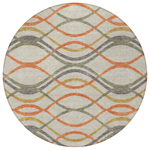 Homeroots 3' Black Gray Ivory Abstract Indoor Outdoor Area Rug - Stylish, Washable, And Durable For Any Space 8' Round Polyester 585282