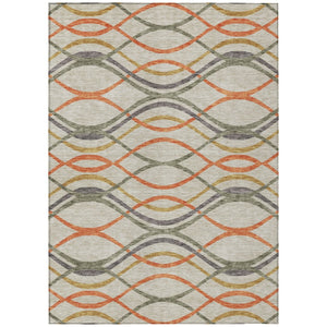 HomeRoots 5' Modern Abstract Orange Ivory Gray Area Rug - Washable, Durable for Indoor & Outdoor Spaces 8' X 10' 585283