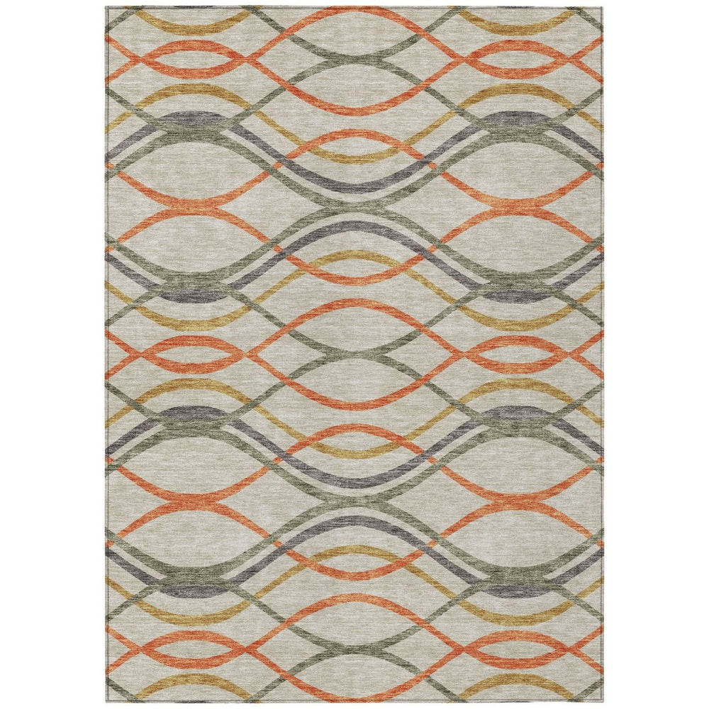 HomeRoots 9' Vibrant Orange, Ivory & Gray Abstract Area Rug – Washable, Durable for Indoor & Outdoor Spaces 9' X 12' 585284