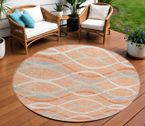 Homeroots 3' Black Gray Ivory Abstract Indoor Outdoor Area Rug - Stylish, Washable, And Durable For Any Space 8' Round Polyester 585288