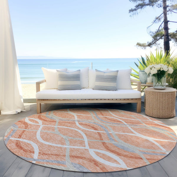 Homeroots 3' Black Gray Ivory Abstract Indoor Outdoor Area Rug - Stylish, Washable, And Durable For Any Space 8' Round Polyester 585288