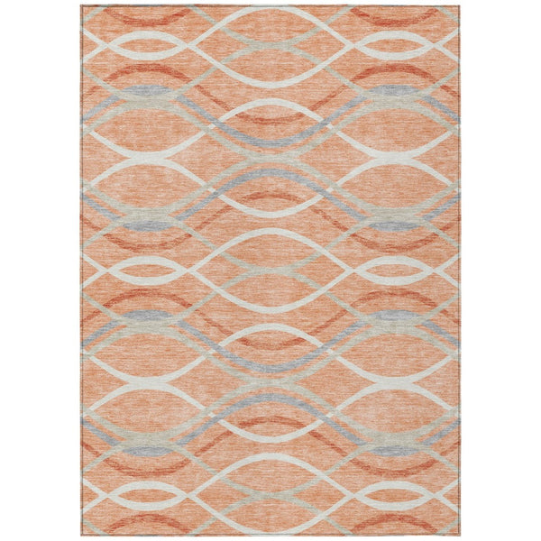 HomeRoots 9' Abstract Peach Orange and Gray Washable Area Rug for Indoor and Outdoor Spaces - Stylish & Durable 9' X 12' 585290
