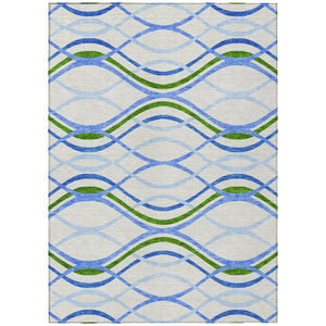 HomeRoots 5' Sky Blue and Beige Abstract Area Rug - Stylish, Washable, Durable for Indoor & Outdoor Spaces 5' X 8' 585299