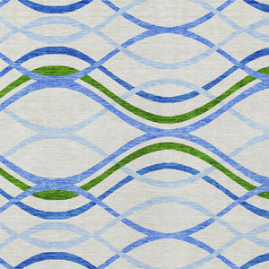 HomeRoots 5' Sky Blue and Beige Abstract Area Rug - Stylish, Washable, Durable for Indoor & Outdoor Spaces 5' X 8' 585299