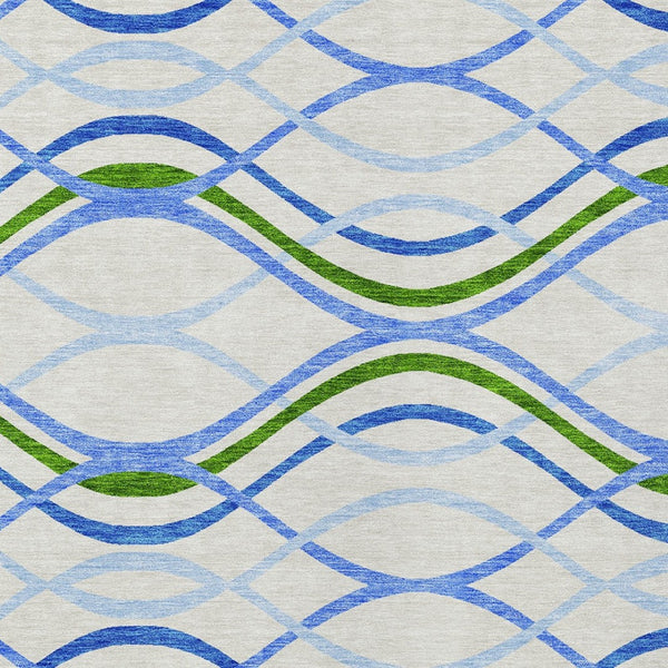 HomeRoots 5' Sky Blue and Beige Abstract Area Rug - Stylish, Washable, Durable for Indoor & Outdoor Spaces 5' X 8' 585299