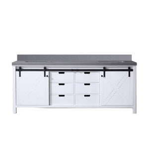 English Elm White Double Bath Vanity With Grey Quartz Countertop – Elegant Design, Ample Storage & Soft-Close Drawers B2731P260078-GIGA