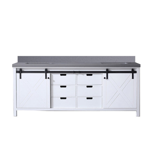 English Elm White Double Bath Vanity With Grey Quartz Countertop – Elegant Design, Ample Storage & Soft-Close Drawers B2731P260078-GIGA
