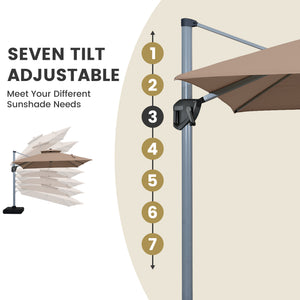 English Elm 11FT Patio Umbrella with Double Venting Top, UPF50+ 11x11ft Shade, Aluminum Frame, Tilt & Rotate Brown 106.3 L x 16.14 W x 6.3 H T3609P347439