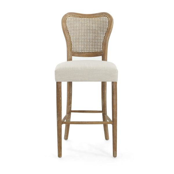 English Elm Christopher Knight Home® - BARSTOOL( Vintage Retro Set of 2) Fabric Seat Rubberwood Frame Cane Weave Durable Comfort Stylish Appeal N779P171193B