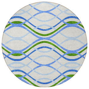 Homeroots 3' Black Gray Ivory Abstract Indoor Outdoor Area Rug - Stylish, Washable, And Durable For Any Space 8' Round Polyester 585300