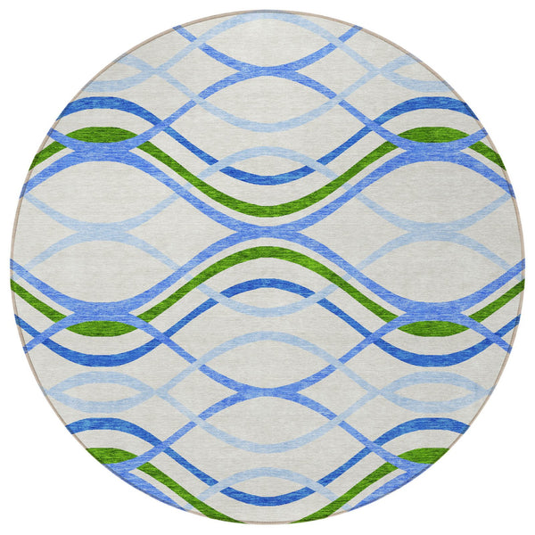 Homeroots 3' Black Gray Ivory Abstract Indoor Outdoor Area Rug - Stylish, Washable, And Durable For Any Space 8' Round Polyester 585300