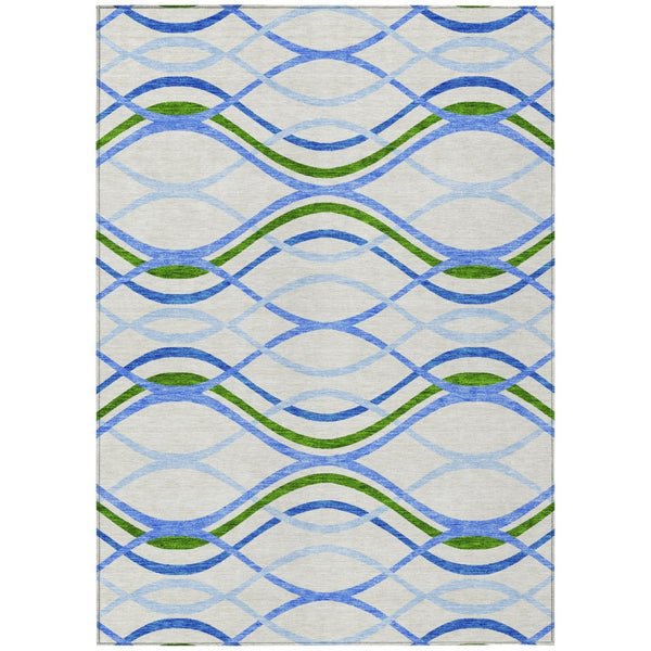 HomeRoots 5' Sky Blue and Beige Abstract Area Rug - Stylish, Washable, Durable for Indoor & Outdoor Spaces 10' X 14' 585303