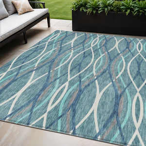 Homeroots 3' Black Gray Ivory Abstract Indoor Outdoor Area Rug - Stylish, Washable, And Durable For Any Space 5' X 8' Polyester 585305