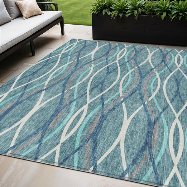 Homeroots 3' Black Gray Ivory Abstract Indoor Outdoor Area Rug - Stylish, Washable, And Durable For Any Space 5' X 8' Polyester 585305