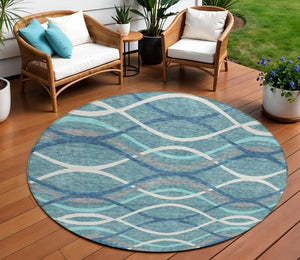 Homeroots 3' Black Gray Ivory Abstract Indoor Outdoor Area Rug - Stylish, Washable, And Durable For Any Space 8' Round Polyester 585306