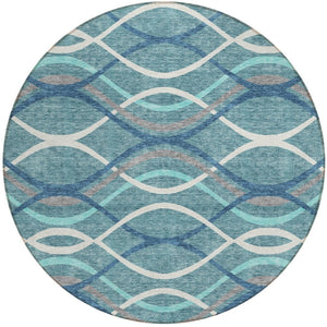 Homeroots 3' Black Gray Ivory Abstract Indoor Outdoor Area Rug - Stylish, Washable, And Durable For Any Space 8' Round Polyester 585306