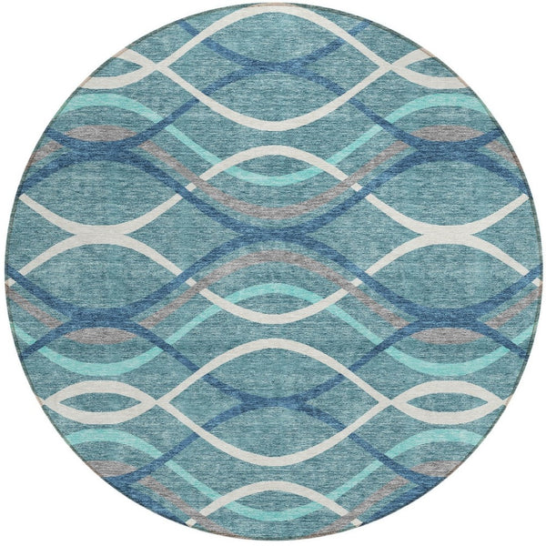 Homeroots 3' Black Gray Ivory Abstract Indoor Outdoor Area Rug - Stylish, Washable, And Durable For Any Space 8' Round Polyester 585306