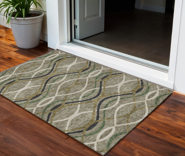 Homeroots 3' Black Gray Ivory Abstract Indoor Outdoor Area Rug - Stylish, Washable, And Durable For Any Space 3' X 5' Polyester 585310