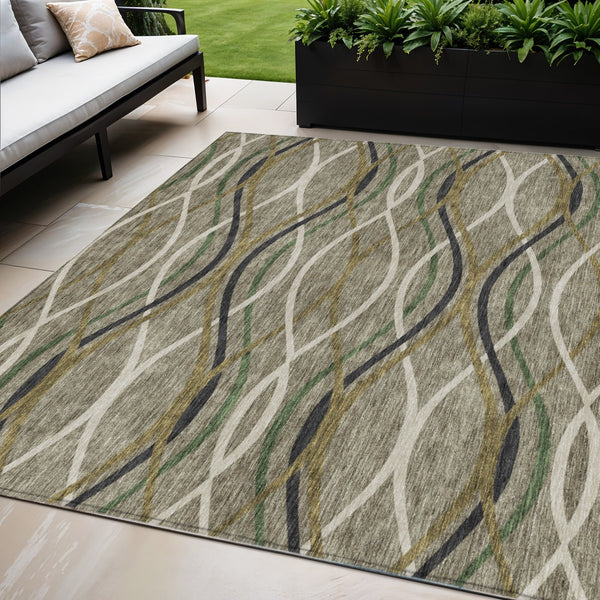 Homeroots 3' Black Gray Ivory Abstract Indoor Outdoor Area Rug - Stylish, Washable, And Durable For Any Space 5' X 8' Polyester 585311