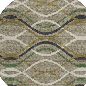 Homeroots 3' Black Gray Ivory Abstract Indoor Outdoor Area Rug - Stylish, Washable, And Durable For Any Space 8' Round Polyester 585312