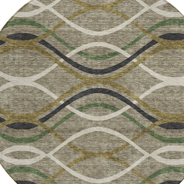 Homeroots 3' Black Gray Ivory Abstract Indoor Outdoor Area Rug - Stylish, Washable, And Durable For Any Space 8' Round Polyester 585312