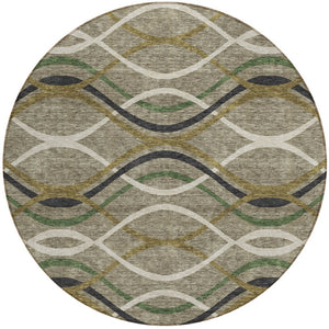 Homeroots 3' Black Gray Ivory Abstract Indoor Outdoor Area Rug - Stylish, Washable, And Durable For Any Space 8' Round Polyester 585312