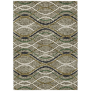 HomeRoots 5' Modern Abstract Taupe Beige Charcoal Area Rug - Washable, Durable for Indoor & Outdoor Spaces 8' X 10' 585313