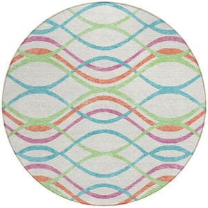 Homeroots 3' Black Gray Ivory Abstract Indoor Outdoor Area Rug - Stylish, Washable, And Durable For Any Space 8' Round Polyester 585318