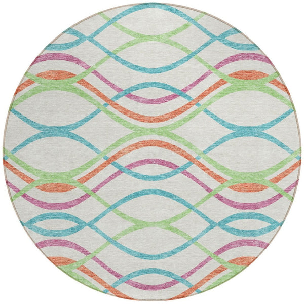 Homeroots 3' Black Gray Ivory Abstract Indoor Outdoor Area Rug - Stylish, Washable, And Durable For Any Space 8' Round Polyester 585318