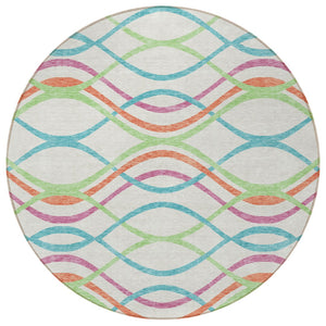 Homeroots 3' Black Gray Ivory Abstract Indoor Outdoor Area Rug - Stylish, Washable, And Durable For Any Space 8' Round Polyester 585318