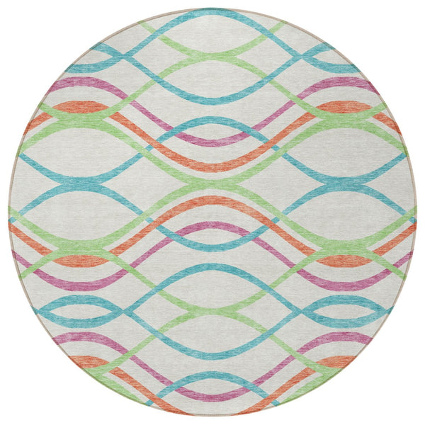 Homeroots 3' Black Gray Ivory Abstract Indoor Outdoor Area Rug - Stylish, Washable, And Durable For Any Space 8' Round Polyester 585318