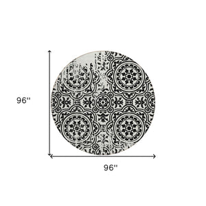 Homeroots 3' Artichoke Green Medallion Rug – Stylish, Washable, Indoor/Outdoor Comfort For Any Space 8' Round Polyester 585330