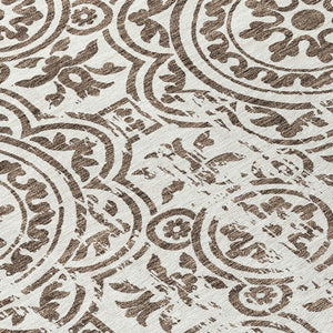 Homeroots 3' Artichoke Green Medallion Rug – Stylish, Washable, Indoor/Outdoor Comfort For Any Space 8' Round Polyester 585336