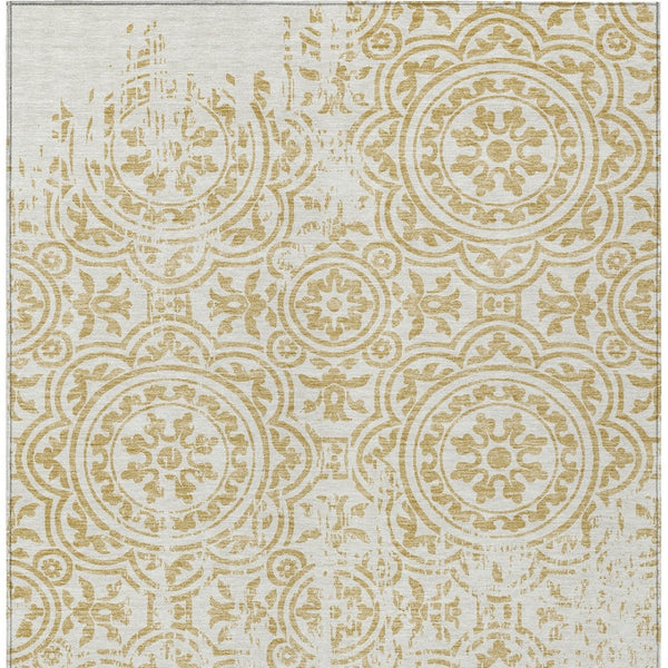 Homeroots 3' Artichoke Green Medallion Rug – Stylish, Washable, Indoor/Outdoor Comfort For Any Space 3' X 5' Polyester 585340