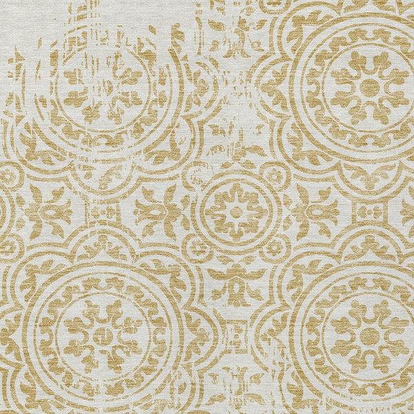 Homeroots 3' Artichoke Green Medallion Rug – Stylish, Washable, Indoor/Outdoor Comfort For Any Space 3' X 5' Polyester 585340