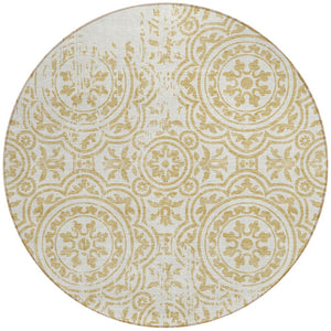 Homeroots 3' Artichoke Green Medallion Rug – Stylish, Washable, Indoor/Outdoor Comfort For Any Space 8' Round Polyester 585342