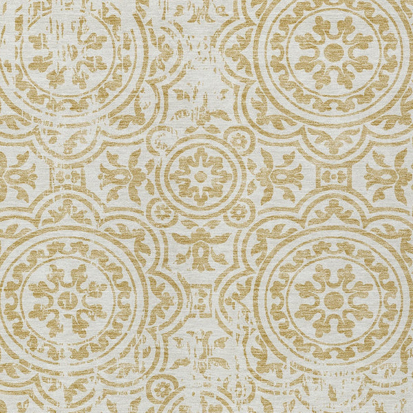 Homeroots 3' Artichoke Green Medallion Rug – Stylish, Washable, Indoor/Outdoor Comfort For Any Space 8' X 10' Polyester 585343