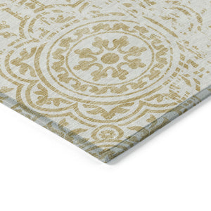 Homeroots 3' Artichoke Green Medallion Rug – Stylish, Washable, Indoor/Outdoor Comfort For Any Space 9' X 12' Polyester 585344