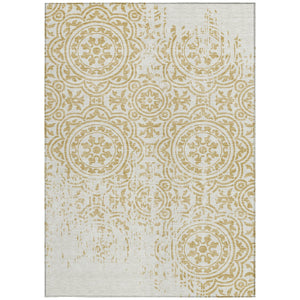 Homeroots 3' Artichoke Green Medallion Rug – Stylish, Washable, Indoor/Outdoor Comfort For Any Space 9' X 12' Polyester 585344