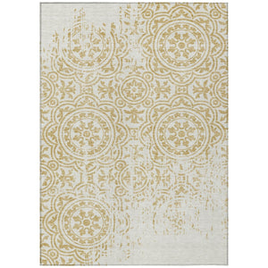 HomeRoots 5' Gold and Ivory Medallion Washable Area Rug – Elegant, Durable Design for Indoor and Outdoor Spaces 10' X 14' 585345