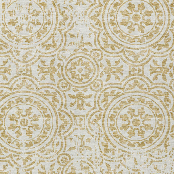 Homeroots 3' Artichoke Green Medallion Rug – Stylish, Washable, Indoor/Outdoor Comfort For Any Space 10' X 14' Polyester 585345