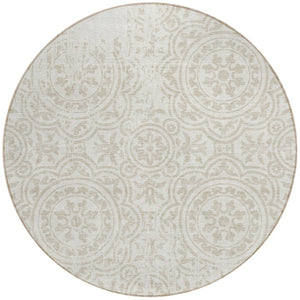 Homeroots 3' Artichoke Green Medallion Rug – Stylish, Washable, Indoor/Outdoor Comfort For Any Space 8' Round Polyester 585348