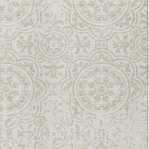 Homeroots 3' Artichoke Green Medallion Rug – Stylish, Washable, Indoor/Outdoor Comfort For Any Space 8' X 10' Polyester 585349