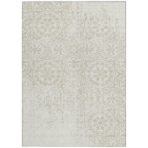 Homeroots 3' Artichoke Green Medallion Rug – Stylish, Washable, Indoor/Outdoor Comfort For Any Space 10' X 14' Polyester 585351